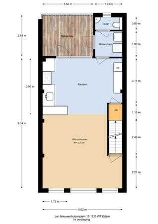 Plattegrond - Jan Nieuwenhuizenplein 15, 1135 WT Edam - Jan Nieuwenhuizenplein 15 - 1e verdieping - 2D.jpg